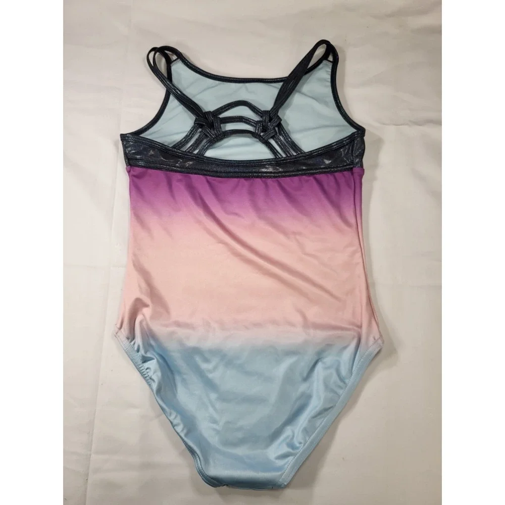 Justice Girls Ombre Macrame Back Dance/Gymnastics Leotard Purple Sz XL 16-18